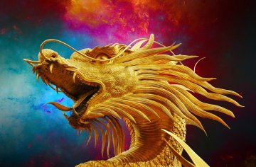 A picture of a golden dragon.