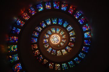 A spiral of mosaic glass art.